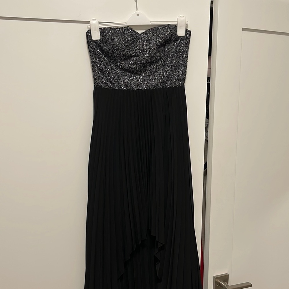 High low strapless dress